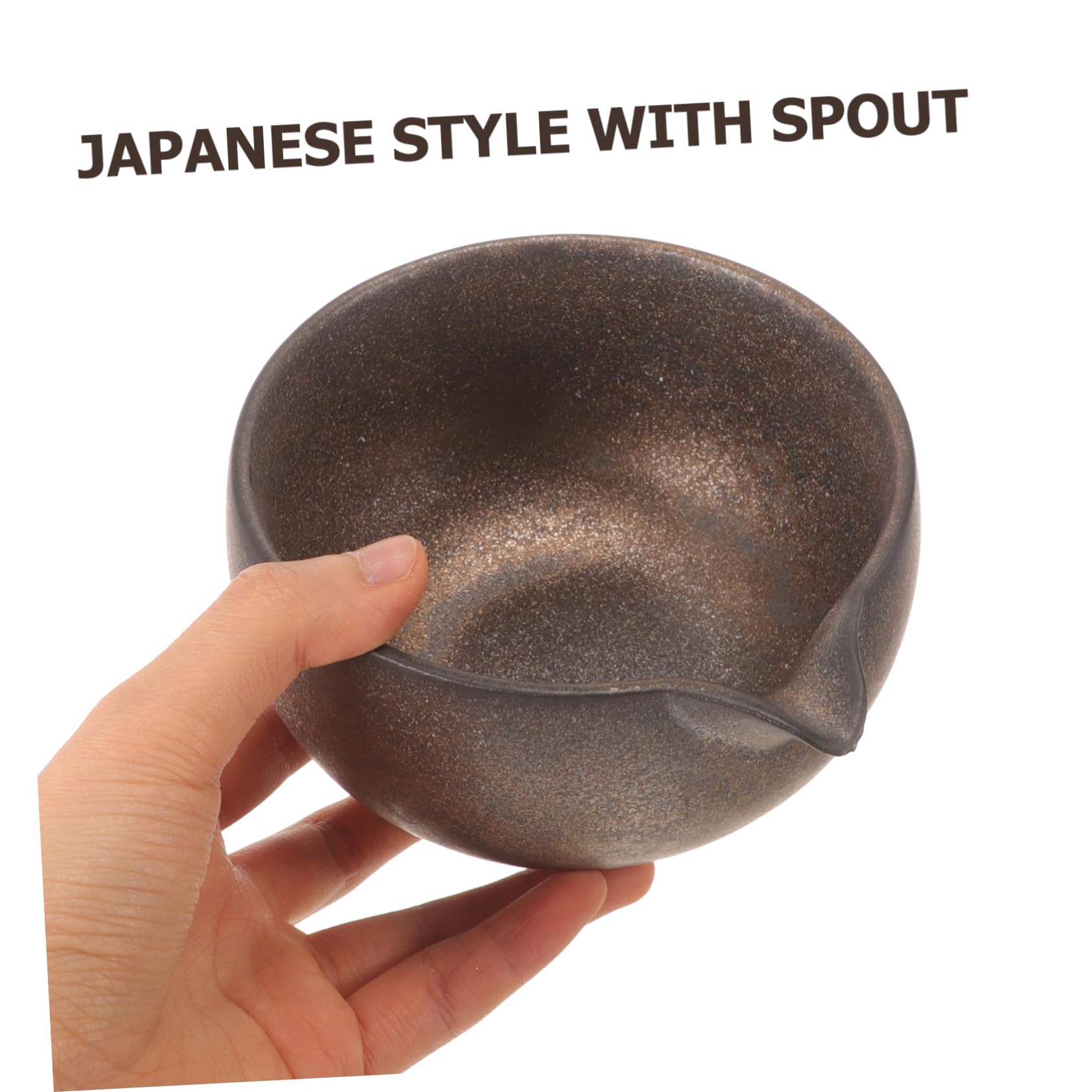 Ciieeo Ciotola da Matcha Giapponese in Ceramica Nera con Beccuccio | Cerimonia del Tè, Versamento Facile, Stile Tradizionale, Uso Versatile