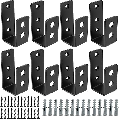 Paquete de 8 soportes de barricada de puerta, soporte de barra abierta en U con tornillos y anclajes, soporte de seguridad resistente, tope de