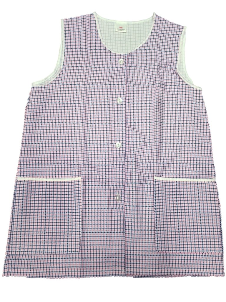 Ladies Classic Dogtooth Pattern Tabard Overall with Front Button Fastening / 5 Colours / 6 Sizes (UK 16/18 (OS), Pink)