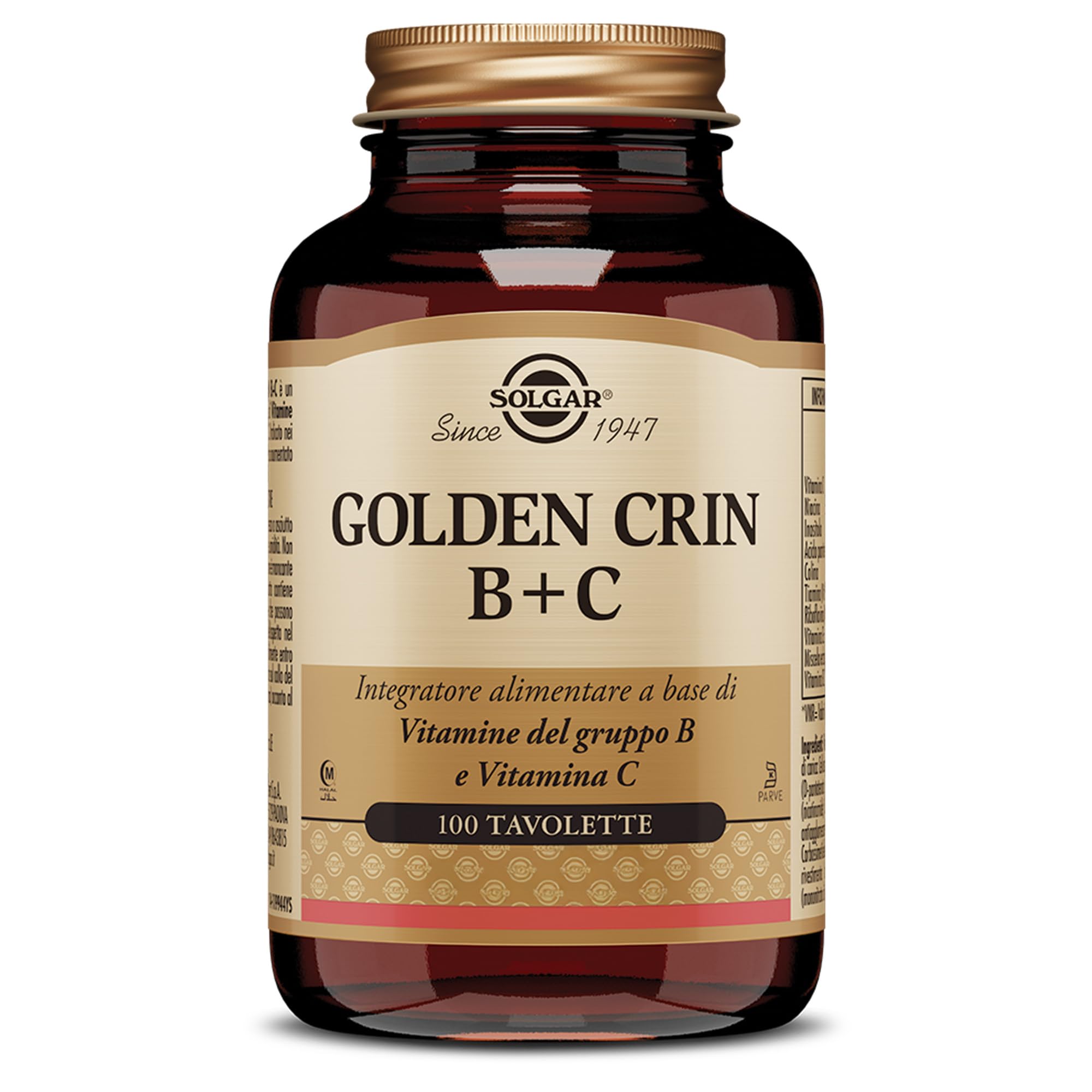 Solgar GOLDEN CRIN B+C, 100 tavolette – complesso Vitamine B+C per periodi di stress – capelli e vitalità