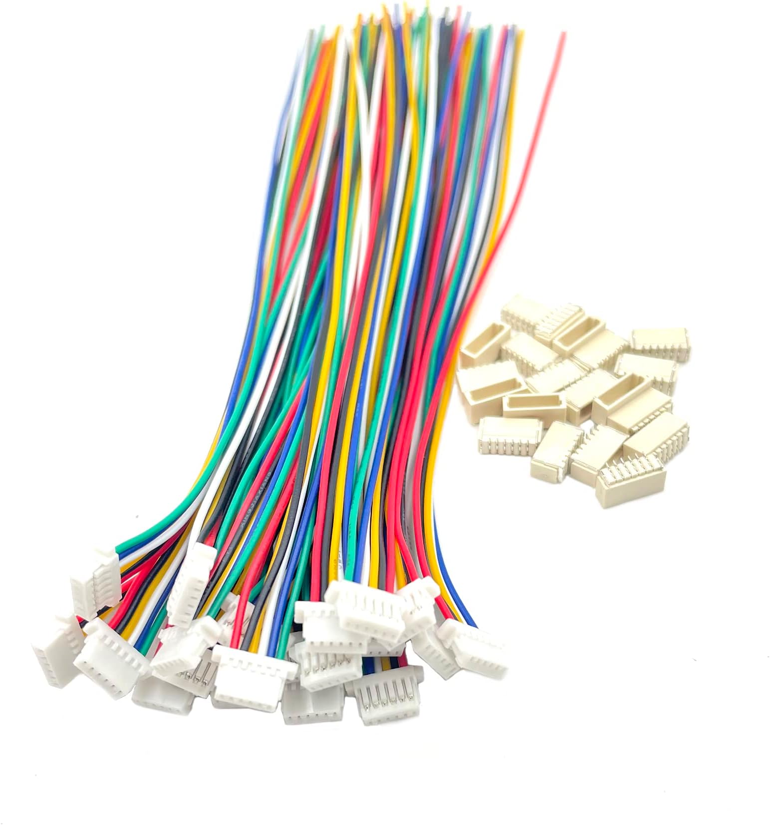 20 Pairs Mini Micro 6 Pin JST SH 1.0mm Cable Connector, JST SH 1.0mm Pitch 6 Pin Male Female Connector Plug with 150mm 26AWG Wires Cables, for LED Strips Lights, RC Toys, Batteries