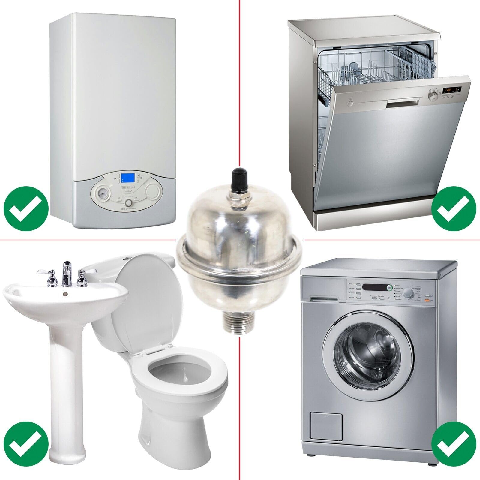 SPARES2GO Mini depósito de expansión de choque de agua potable martillo de tubo de parada de ruido (1/2 pulgada BSP, 0.5 L)