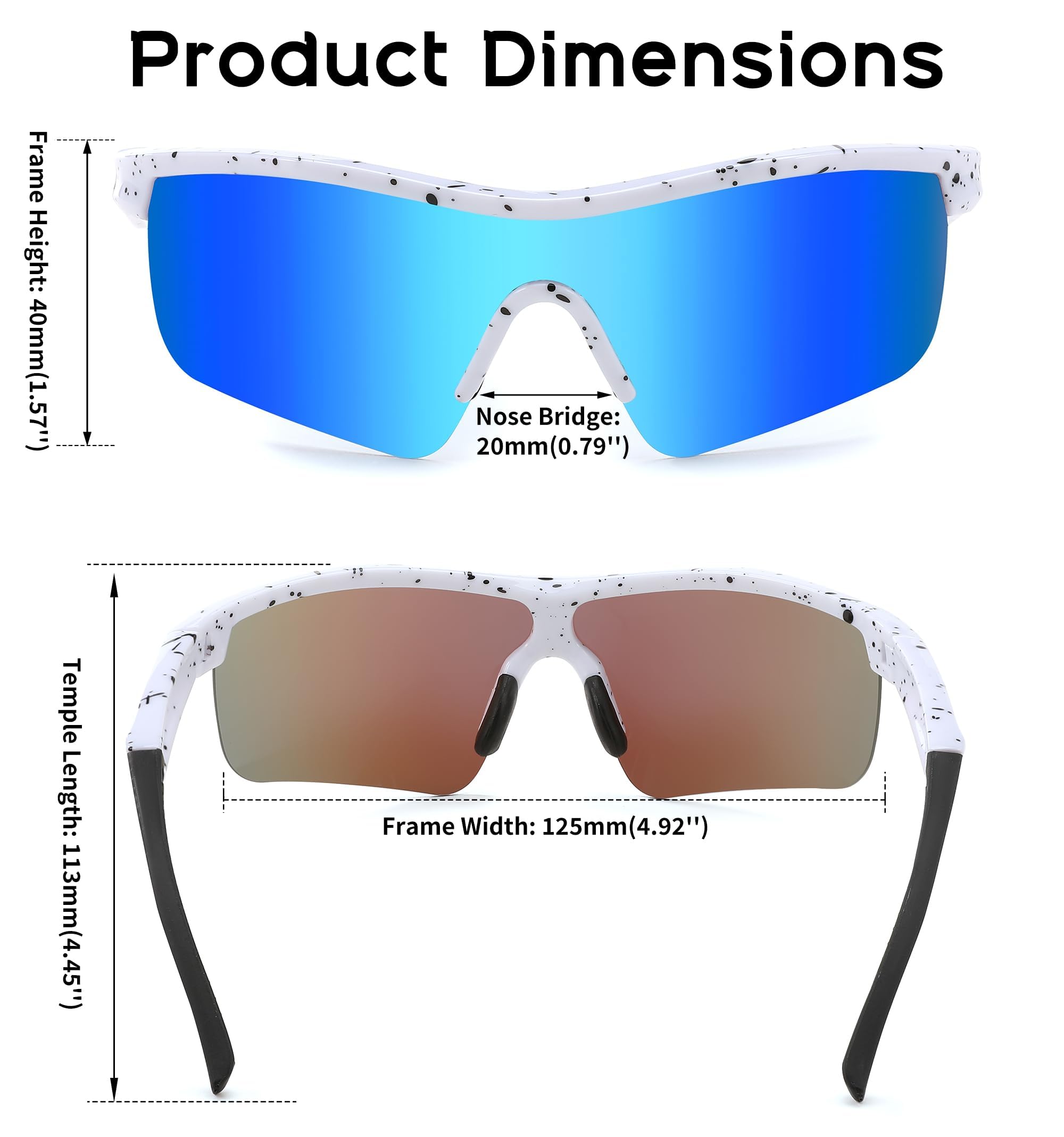 Karsaer Kids Teens Baseball Polarized Sunglasses Sports TR90 Frame Boys Girls Cycling E1002, Blue, 62 - Image 6 thumbnail