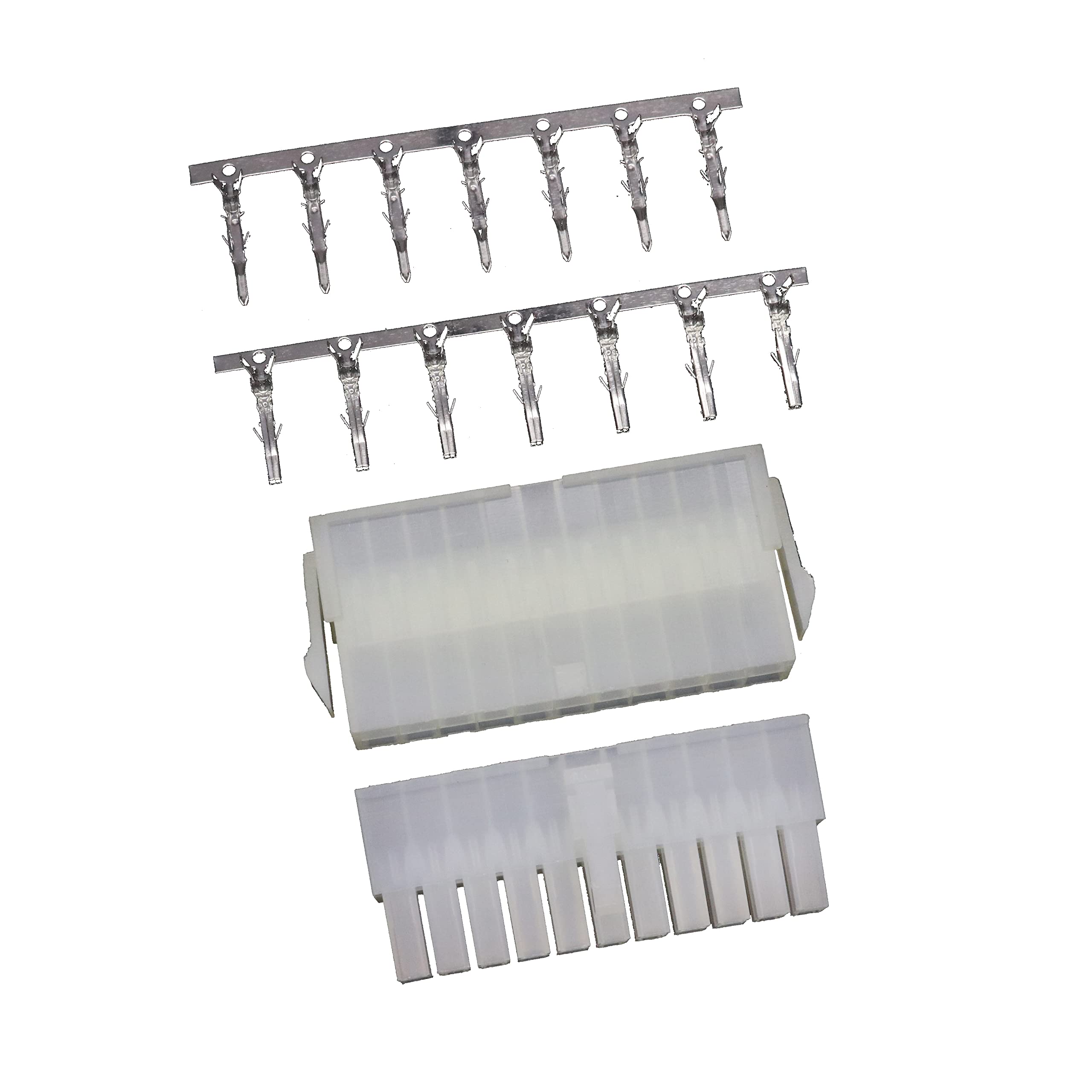 5557/5559 Double Row 4.2mm Translucent 22-pin Wire-to-Wire Crimp Connector Plug + Wire Socket + Crimps, Pack of 50 Compatible With Molex Mini-Fit Jr.
