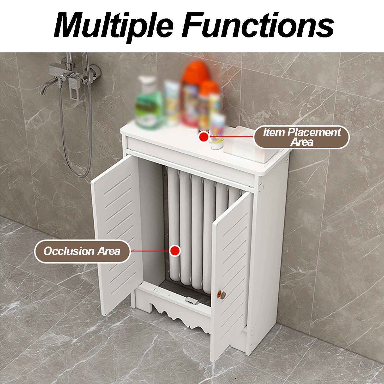 Copritermosifone Copri Termosifone per la Casa Copritermosifoni con 2 Ante e Ripiano Pannello di Accesso per Collettori di Riscaldamento Pavimento(50x80x25 cm/20x31x10 in)