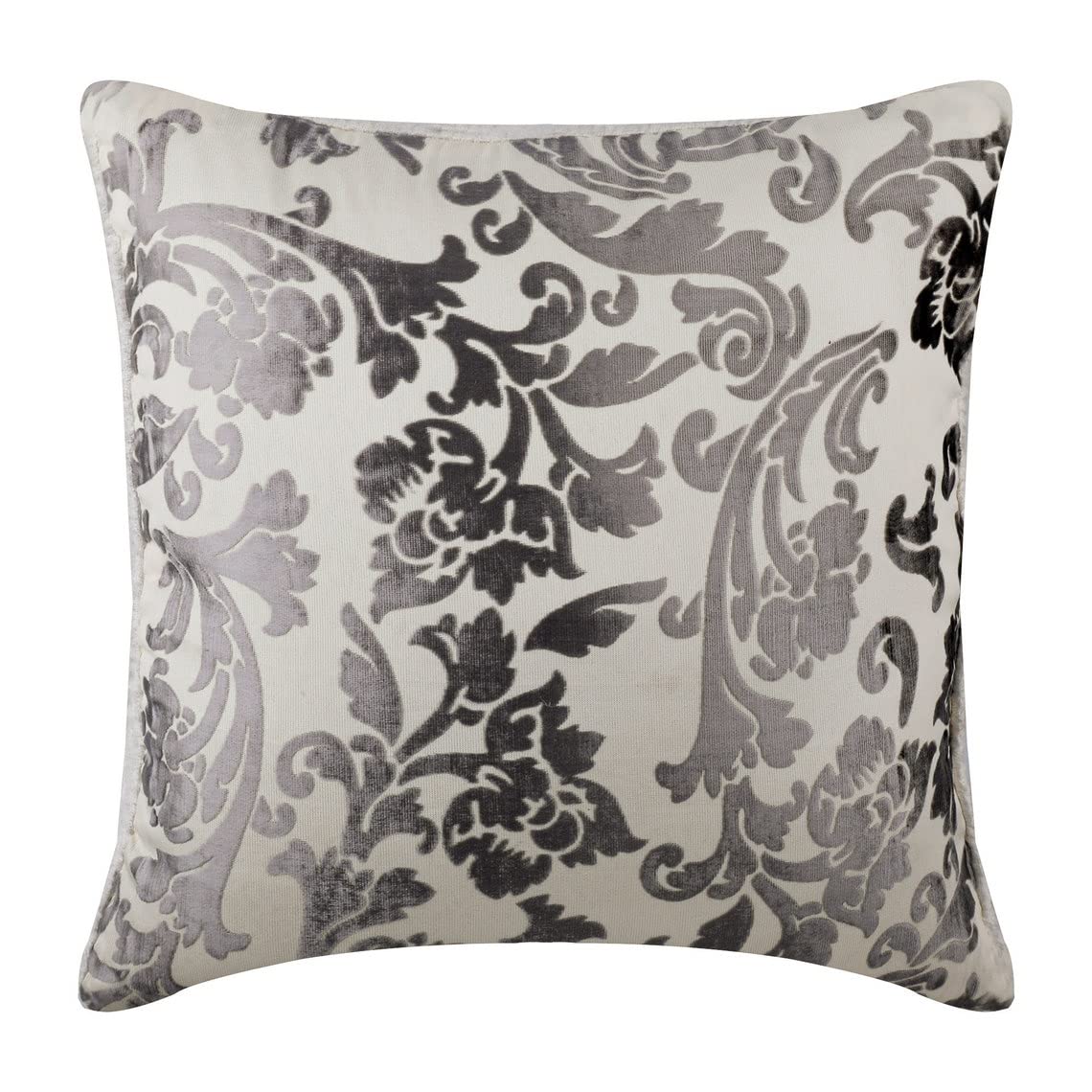 Fabric Mart Direct Paloma Grey 60x60 cm Burnout Velvet Federa Cuscino, Edera Grigio Velluto Federa x Divano, Moderno Natura e Fiori Euro Sham Covers - Paloma Grey Floral