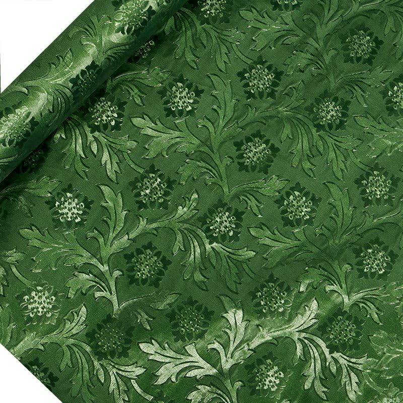 Paper Mart Moss Green Floral Foil, 20 Inches by 10 Yards, Poly Lined, Embossed Flower Wrapping Paper for Bouquets, Plants, and Decor