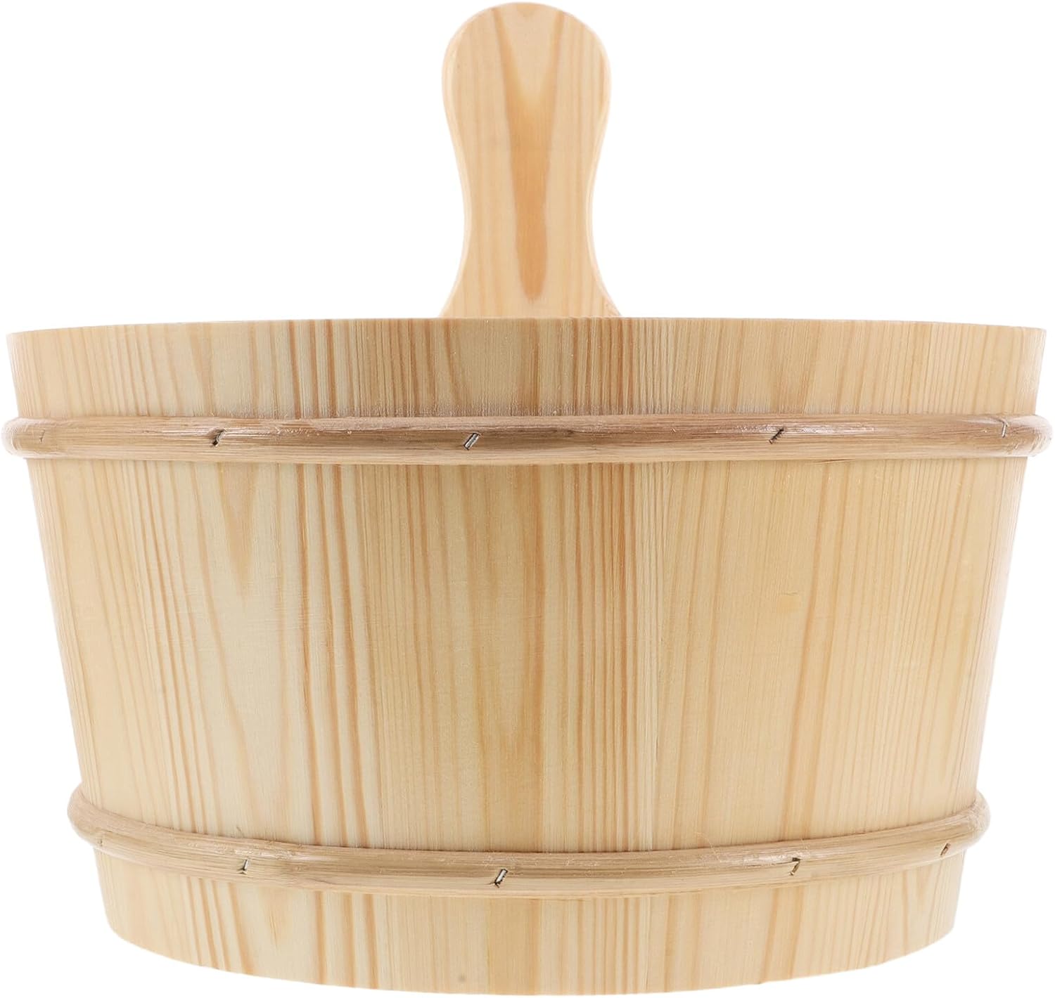 Gatuida Wooden Sauna Bucket and Ladle Set with Plastic Inner Liner 4l for Home Spa and Foot Soak, Water Scoop Included, Sturdy Sauna Accessory for Steam Room Use