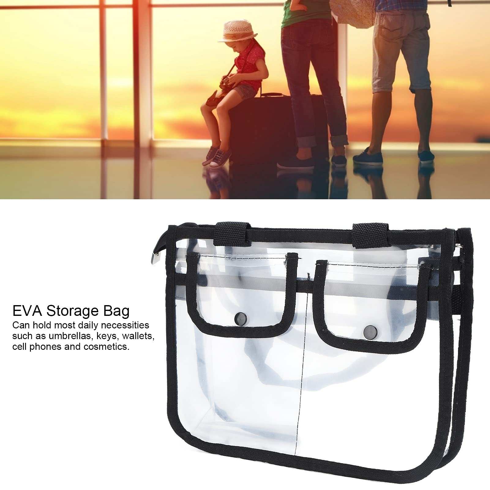 FUZHUI Heavy Duty Clear Travel Toiletry Makeup Bags – Versatile EVA Transparent Toiletry Bag, Cosmetic Bag Waterproof Transparent Travel Makeup Toiletry Organizer Bag with Zipper and Handle