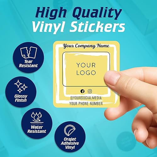 Vista 115 de DayStar Custom Signs & Design, Paquete de 60 calcomanías rectangulares personalizadas de vinilo personalizadas para logotipo de pequeñas empresas