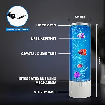 Brewish Bubble lamp | 7 Color Changing LED Lamps | Fake Aquarium Night Light | Artificial Fish Tank with Moving Fishes | Home Decor, Ideal Gift for Kids, Adults, Sensory Lights for Autism & ADHD