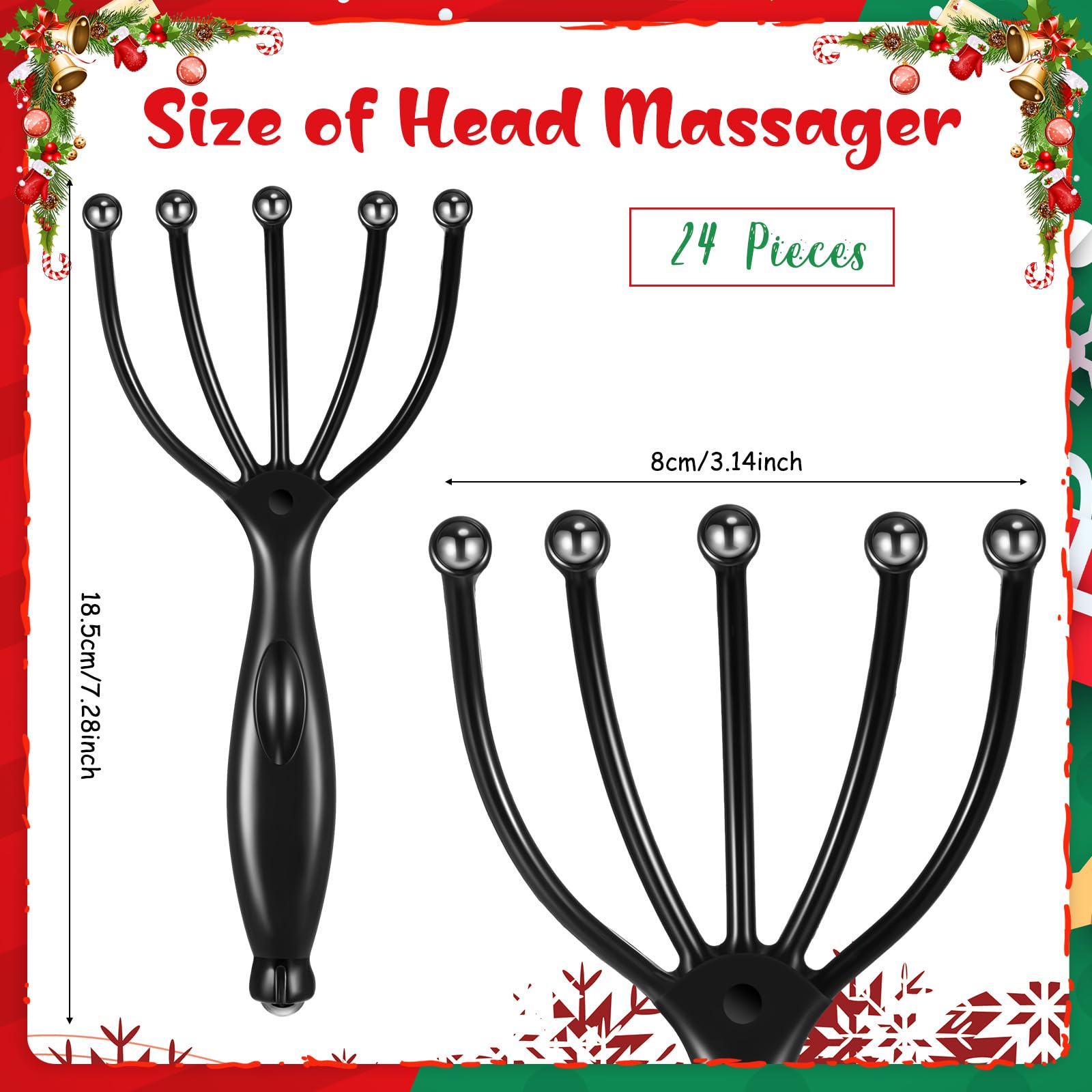 TrelaCo Masajeador de cuero cabelludo portátil de mano para relajación profunda y reducción de estrés, herramienta de masaje manual de cabeza para oficina, hogar, regalo de Navidad (negro)