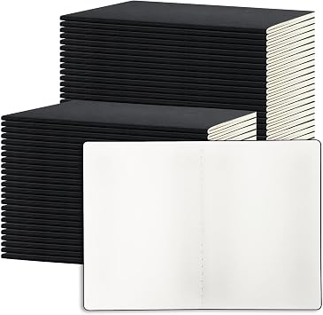 miikoul 48 Pack A5 Blank Kraft Notebooks 8.3"x5.5" 60 Pages for Writing