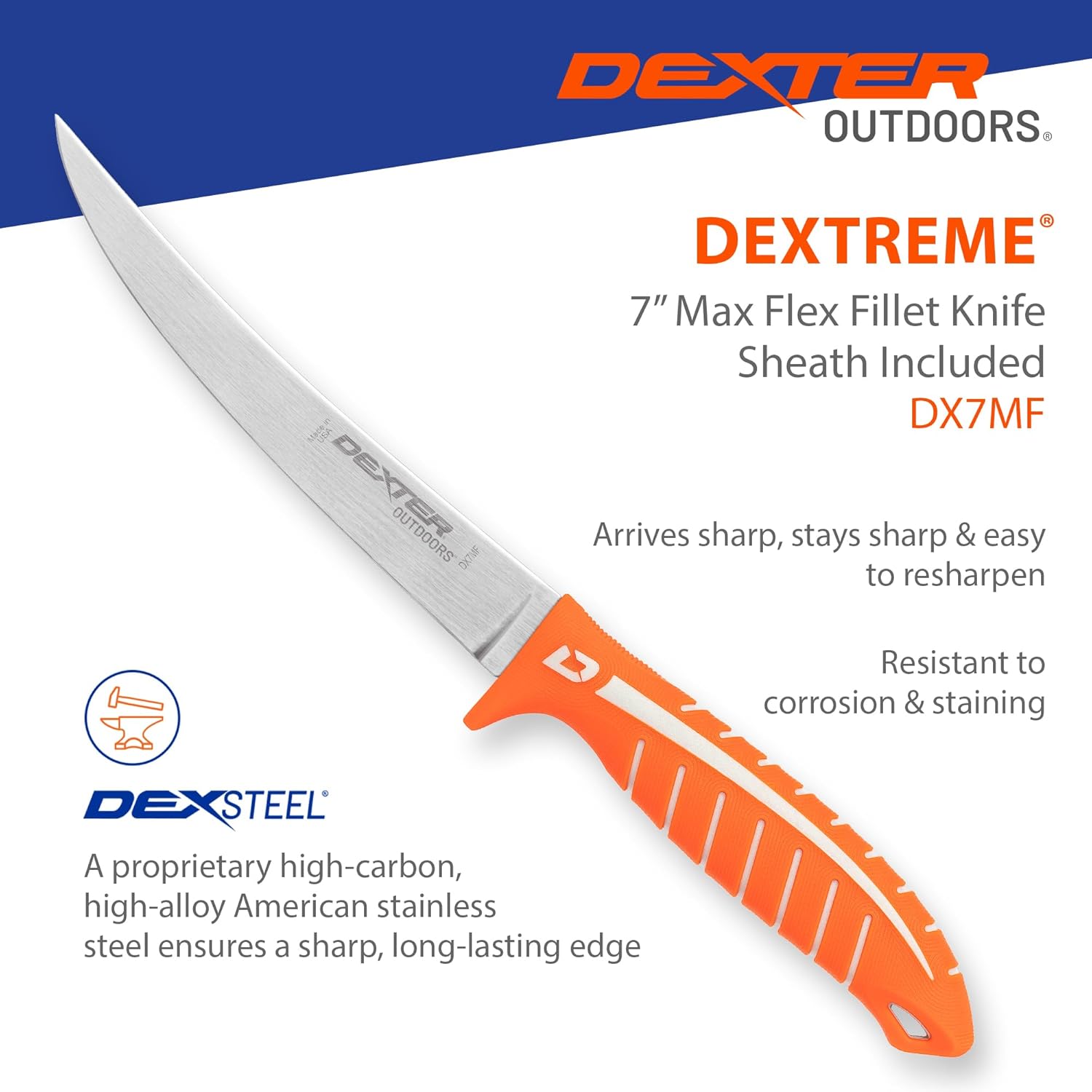 Dexter Outdoors Dextreme Single Edge 7" Max Flex Fillet Knife | Includes Sheath