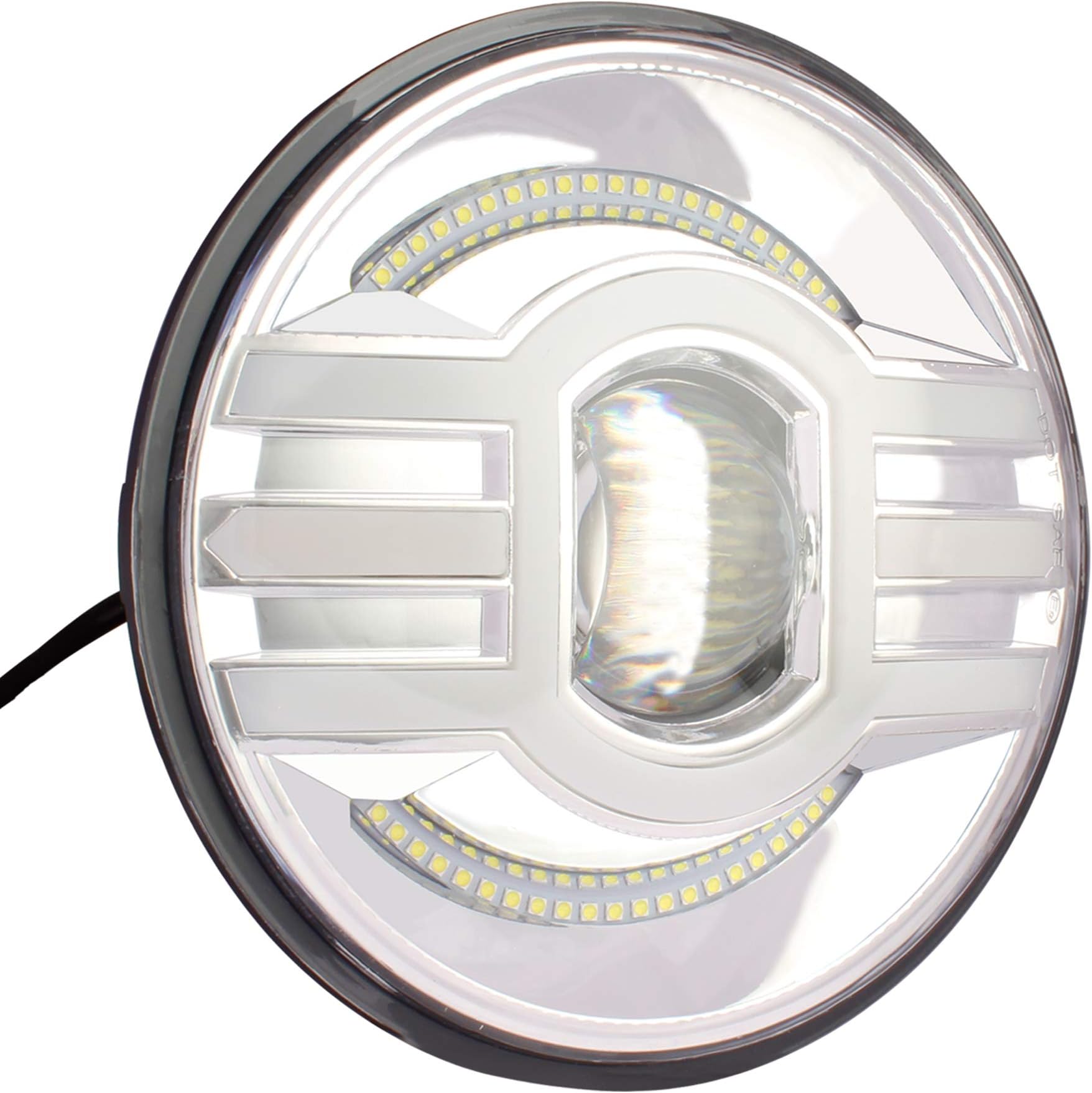 BikeAlly 6 MONTHS WARRANTY 7 Inch LED Headlight White DRL Turn Signal Indicator Yellow DRL for Royal Enfield Classic Electra Standard Himalayan Bike Motorcycle Mahindra Thar Jeep (50W Single Unit)