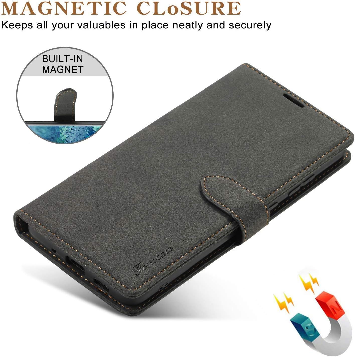 Buy Lolfz Wallet Case For Samsung Galaxy A12 5g Vintage Leather Case Card Holder Kickstand Magnetic Closure Flip Case Cover For Samsung A12 5g Black Online At Lowest Prices In Uk