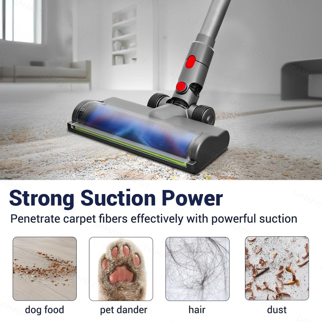 LED Bürste Kompatibel mit Dyson V7 V8 V10 V11 V15 Staubsauger,Austauschbarer Bürstenkopf mit Direktantriebszubehör,für Parkett,Hartböden und Teppiche.(2PS bürste)