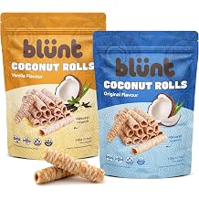 Blunt Coconut Crispy Rolls Original & Vanilla Flavour 100g   Vegan Snack