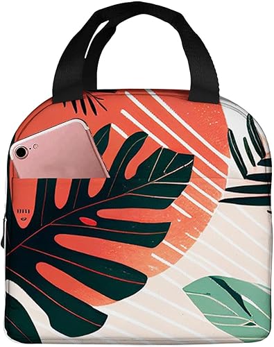 Miniatura 10 de OOZ Rportable - Lonchera para mujeres y hombres, aislada, reutilizable, para oficina, trabajo, picnic, playa, cuenta con colibríes y hojas, color