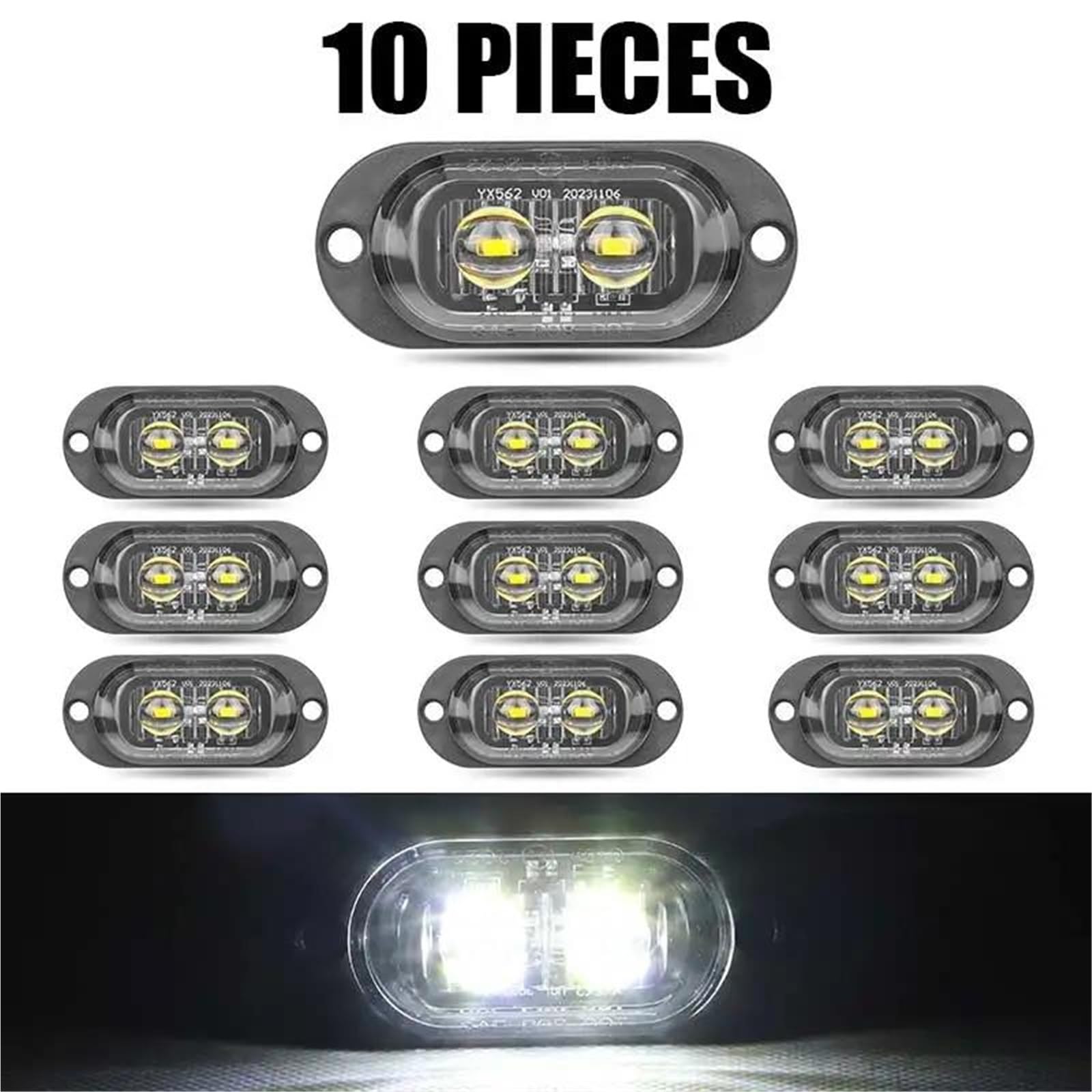 Luz Indicadora 10/20 Unidades De Luces LED De Posición Lateral Para Coche, Luz De Gálibo Para Remolques, Camiones, Caravanas Y Barcos Indicador Retrovisor(10pcs White)