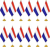 Vista 12 de WXTWK Paquete de 12 banderas de escritorio peruanas pequeñas mini banderas de mesa peruanas con base de soporte, decoración de celebración