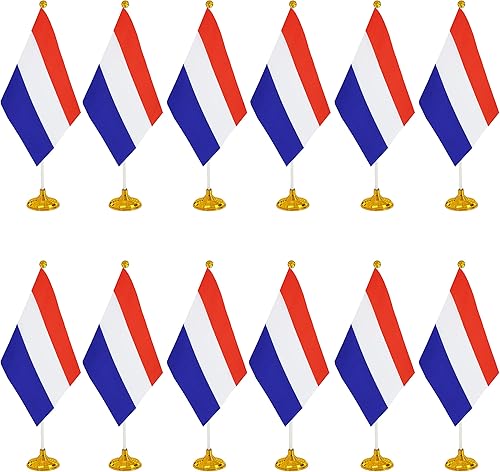 Miniatura 36 de WXTWK Paquete de 12 banderas argentinas de escritorio con base de soporte, decoración de celebración para eventos y eventos