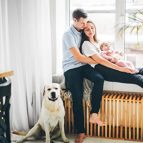 Miniatura 6 de Melodieux Cortinas traslúcidas de gasa blanca con bolsillo para barra, textura suave y sedosa, paneles de ventana traslúcidas filtrantes de luz,