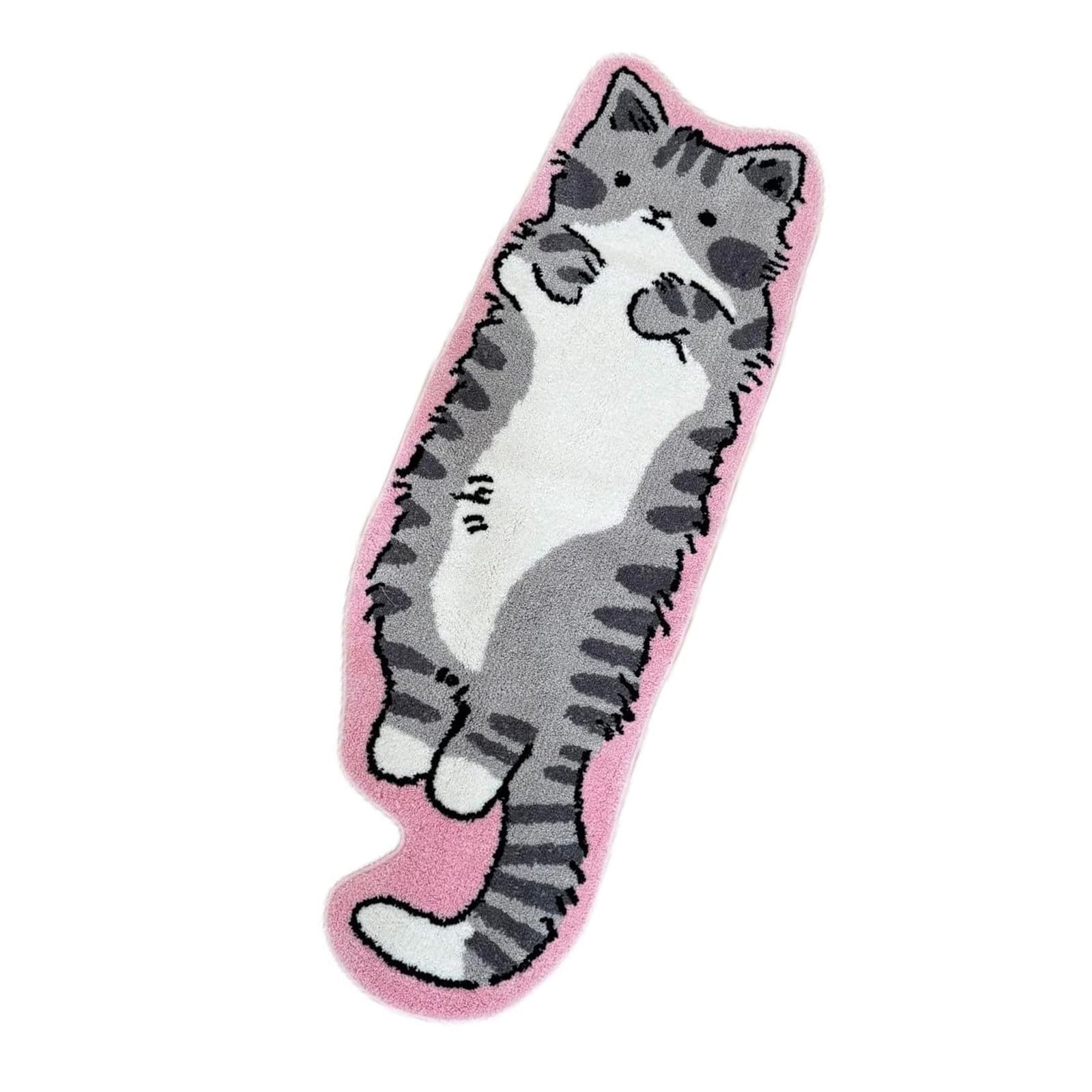 OADAA Cat Tufted Rug - 40X120cm, Cat Shaped Rug, Irregular Shaped Rugs, Washable Absorbent Non-Slip Fun Animal-shaped Cartoon Room Floor Mat, Soft Bedside Rugs for Bedroom, Cats Doormat (Style D)