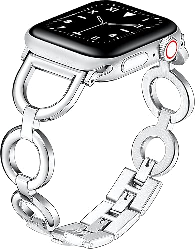 DMMG Correa de acero inoxidable compatible con Apple Watch Band de 38404142441.772in para mujeres y niñas, correa de repuesto para iWatch Series 7,