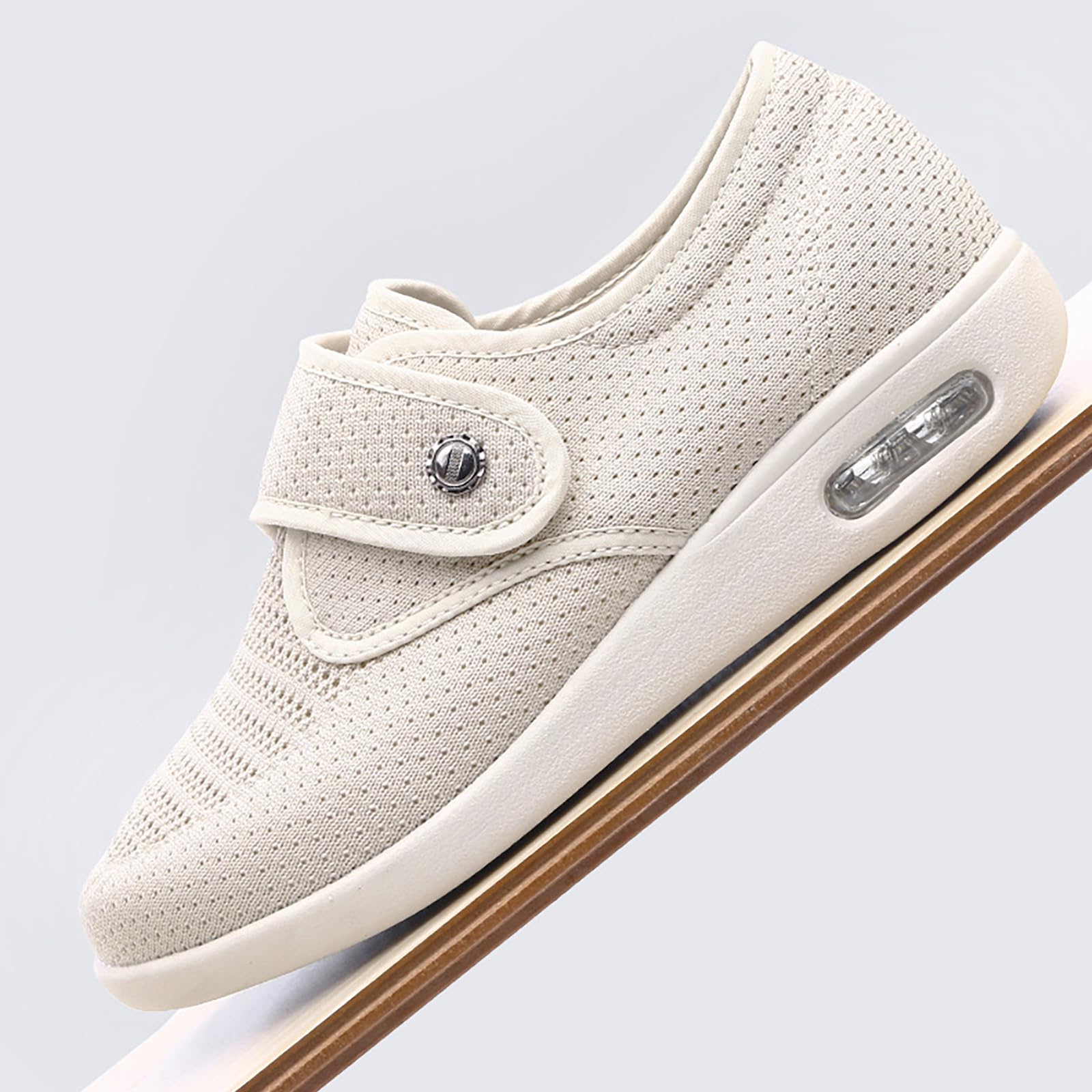 Zapatos para pies hinchados para mujer, zapatos ortopédicos de ancho adaptado con cierre regulable ponerse y quitarse fácilmente, confort, para pies diabéticos e hinchados