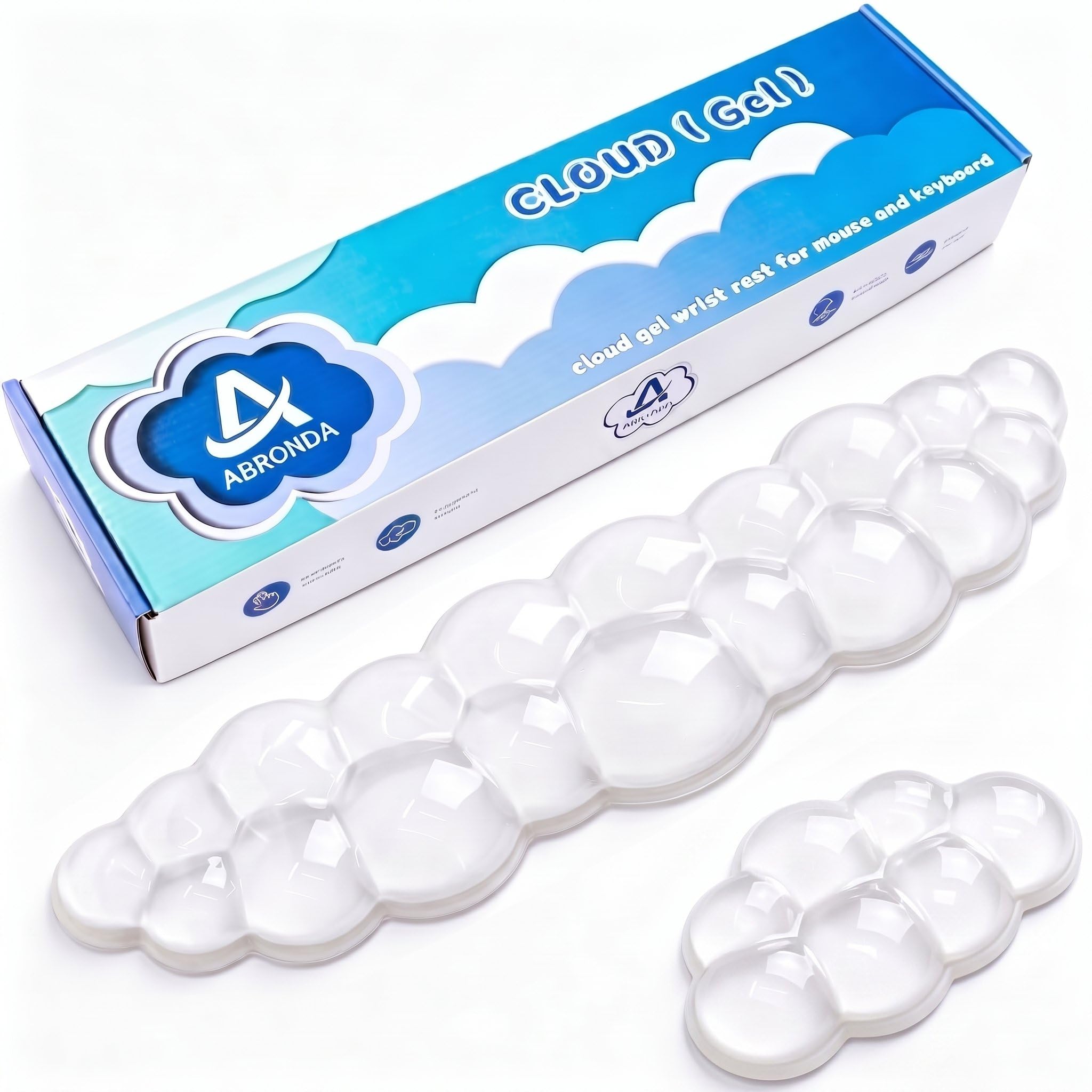 Gel Cloud, set poggiapolsi per tastiera e mouse, con poggiapolsi e supporto per mouse, per ufficio, gaming, computer portatile, ergonomico, comodo, sollievo dal dolore, set di cloud pad