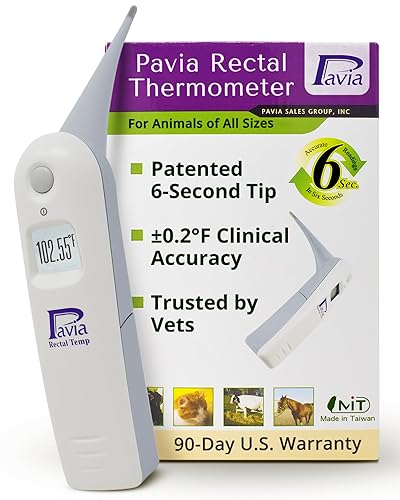 Pavia Termómetro veterinario de temperatura rectal, temperaturas precisas en solo 6 segundos, inalámbrico, ideal para perros, gatos, caballos,
