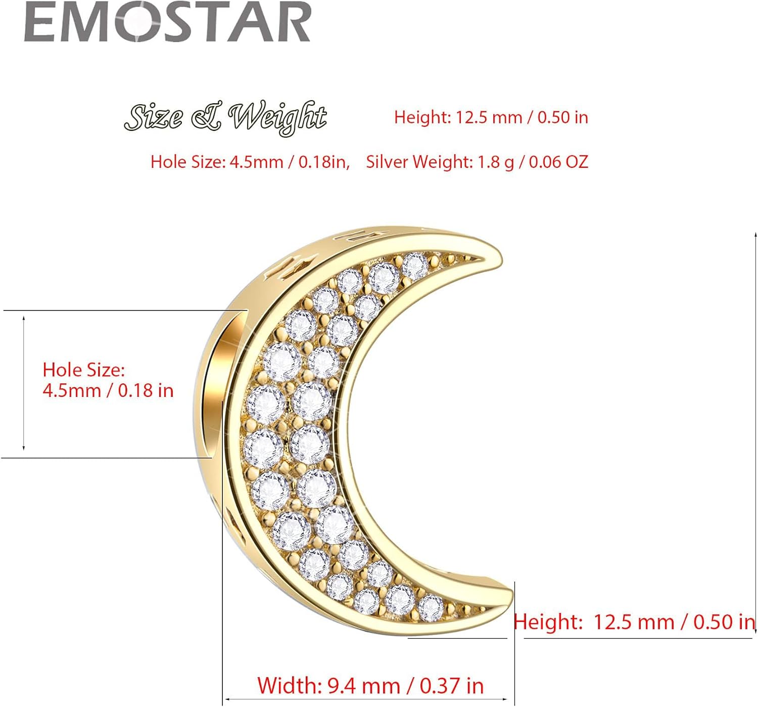 EMOSTAR Rose Gold Valentine's Day Charms fits European Bracelet, in Love, I Love You Gesture, Stars Crescent Moon, Crown, Celtic Knot Charm in 925 Sterling Silver, Gifts for Wifey/Couple - Image 3