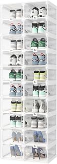ANTBOX Foldable Shoe Rack,Shoe Organizers for Closet Plastic Shoe Storage Box Space Saving for Entryway, Large Sturdy Stackable Sneaker Cabinet Bins with Magnetic Clear Door 10 Tiers 20 Pairs