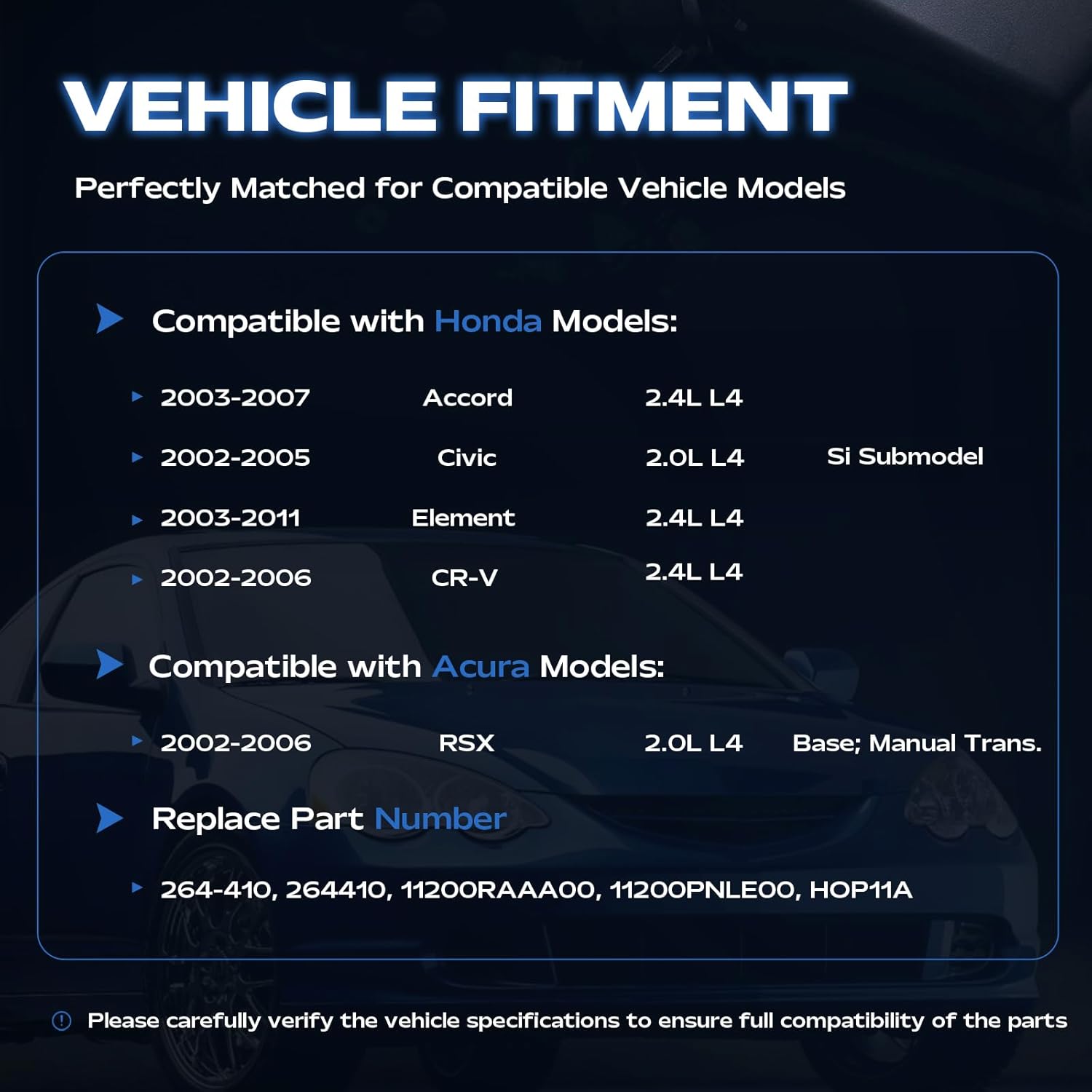 AUCERAMIC 264-410 OS30746 Engine Oil Pan with Gasket Compatible with 2002-2011 Honda Accord Civic Si CR-V Element for 2002-2006 Acura RSX 2.0L 2.4L L4 Replaces 11200RAAA00