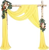 Vista 240 de Tela para envolver arco de boda, 4 paneles de 28 x 20 pies, cortinas de arco de boda rosa para ceremonia, cortinas de tela de gasa para cenador