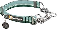 Ruffwear, Coleira de reação em cadeia, coleira ajustável refletiva à prova de fuga com corrente de aço inoxidável, controle de treinamento profissional, River Rock Green, 35,5 a 50,8 cm