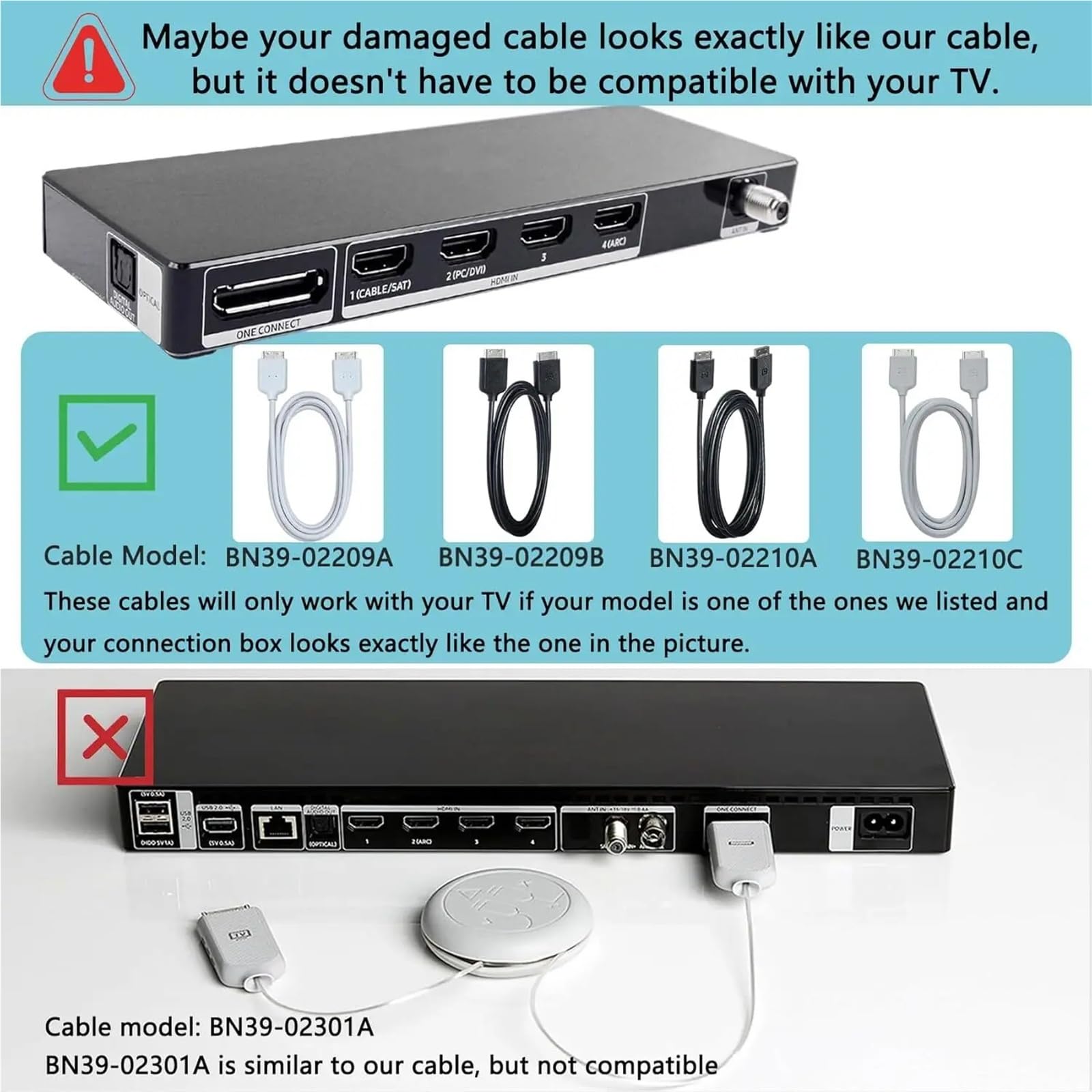 TV Line One Connect-Kabel, 2 M, BN39-02209B, BN3902209B, Kompatibel Mit Samsung KS7000 KS7500 KS8000 KS9000 KS9500 KS9800 KS9810 TV KS-Serie Set-Top-Box (STB)