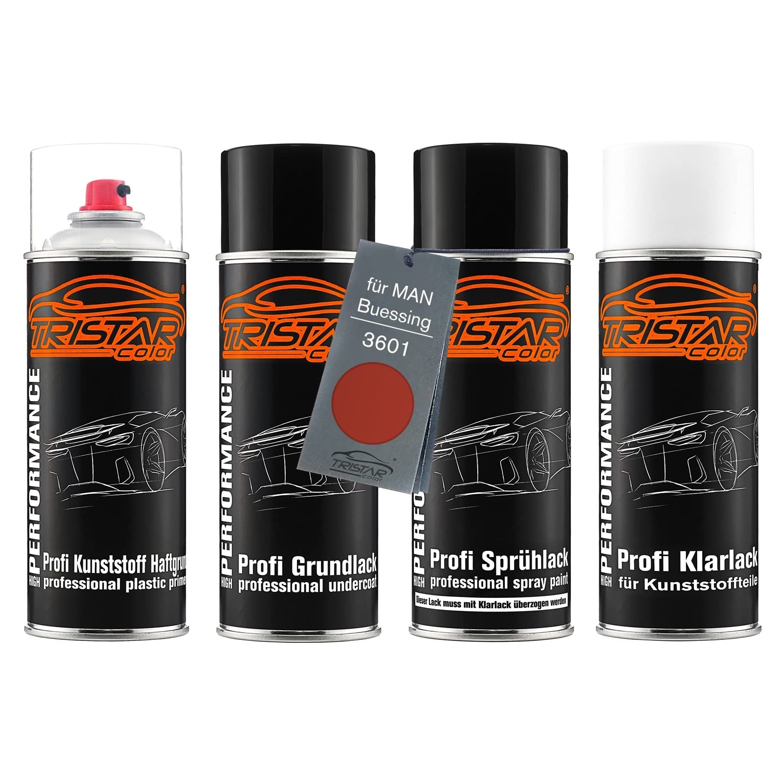 TRISTARcolor Zestaw w sprayu Lakier samochodowy do zderzaka z tworzywa sztucznego dla MAN Buessing 3601 Goldrot Metallic