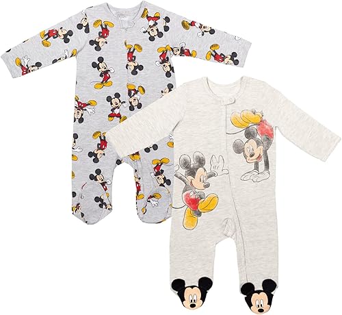 Disney Baby 2 Pack Zip Up Sleep N' Plays Recién Nacido a Bebé Tallas (Recién Nacido - 24 Meses)