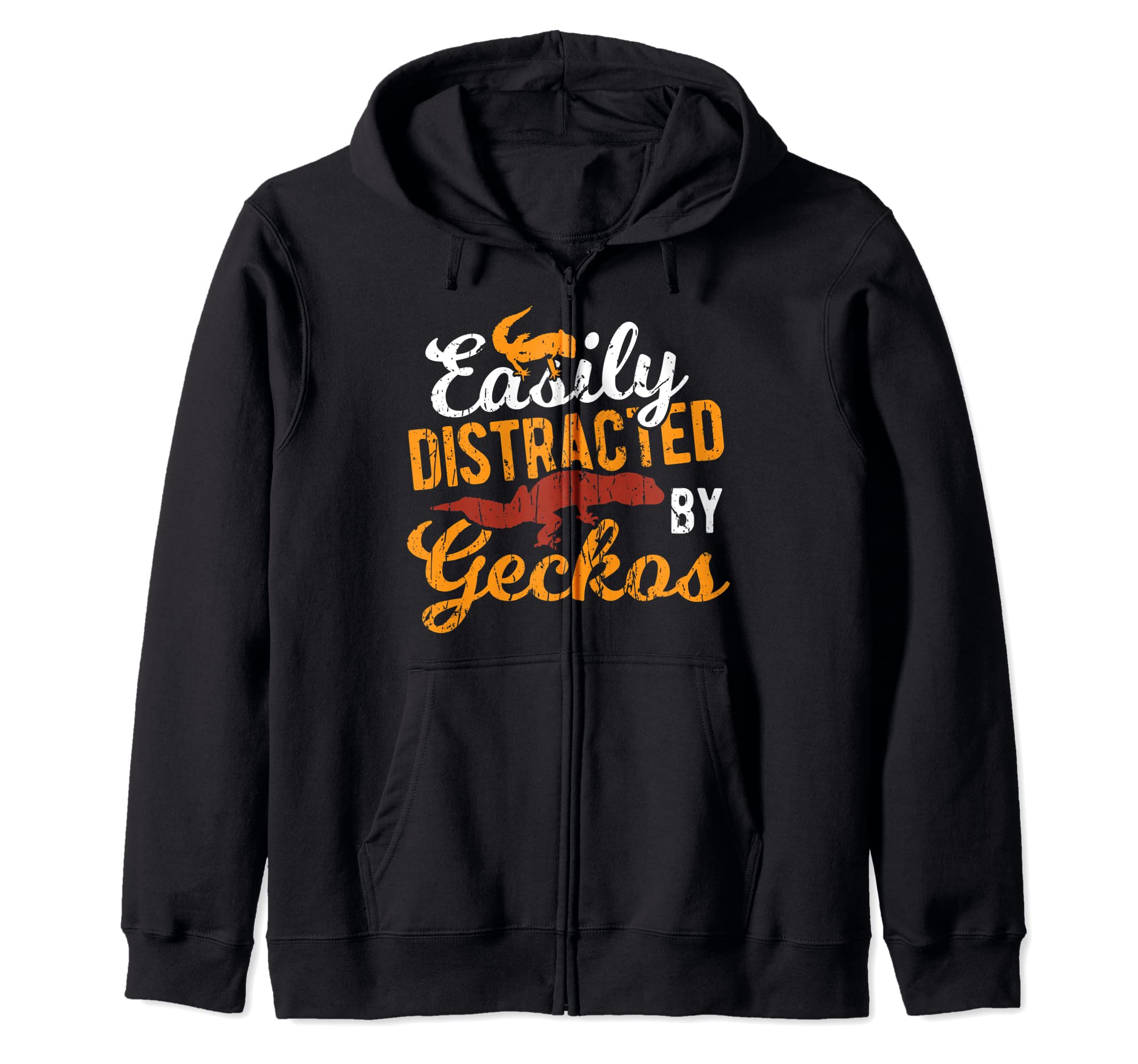 Easily Distracted By Geckos - Lizard Cresto Leopard Gecko Zip Hoodie