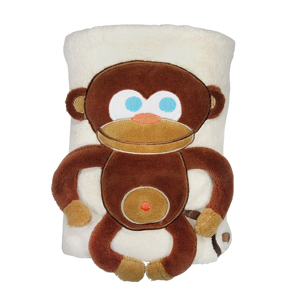 Sozo Baby-Boys Newborn Monkey Snuggle Blanket, Tan/Brown, One Size