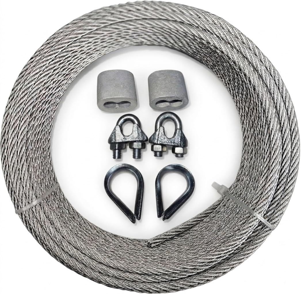 Steel Wire Rope 5mm 20 meter, 2 ferrul, 2 U-lock, 2 Eye lock-image-20