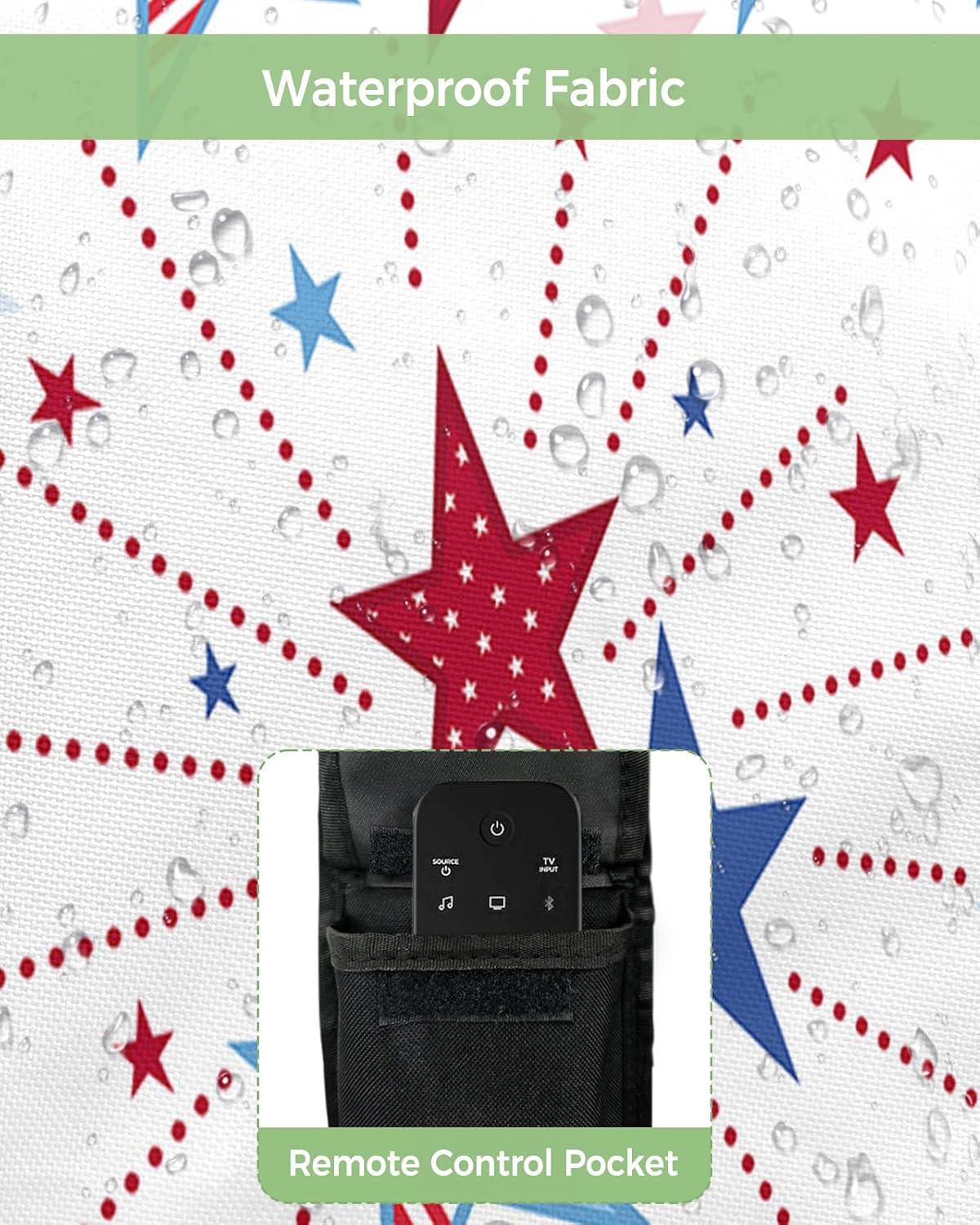 Outdoor TV Cover - 4th of July Patriotic USA Flag Star Red Blue Stripe Waterproof and Weatherproof 80"-85" LCD Movable Shield TV Display Screen Protector Outside Television Covers