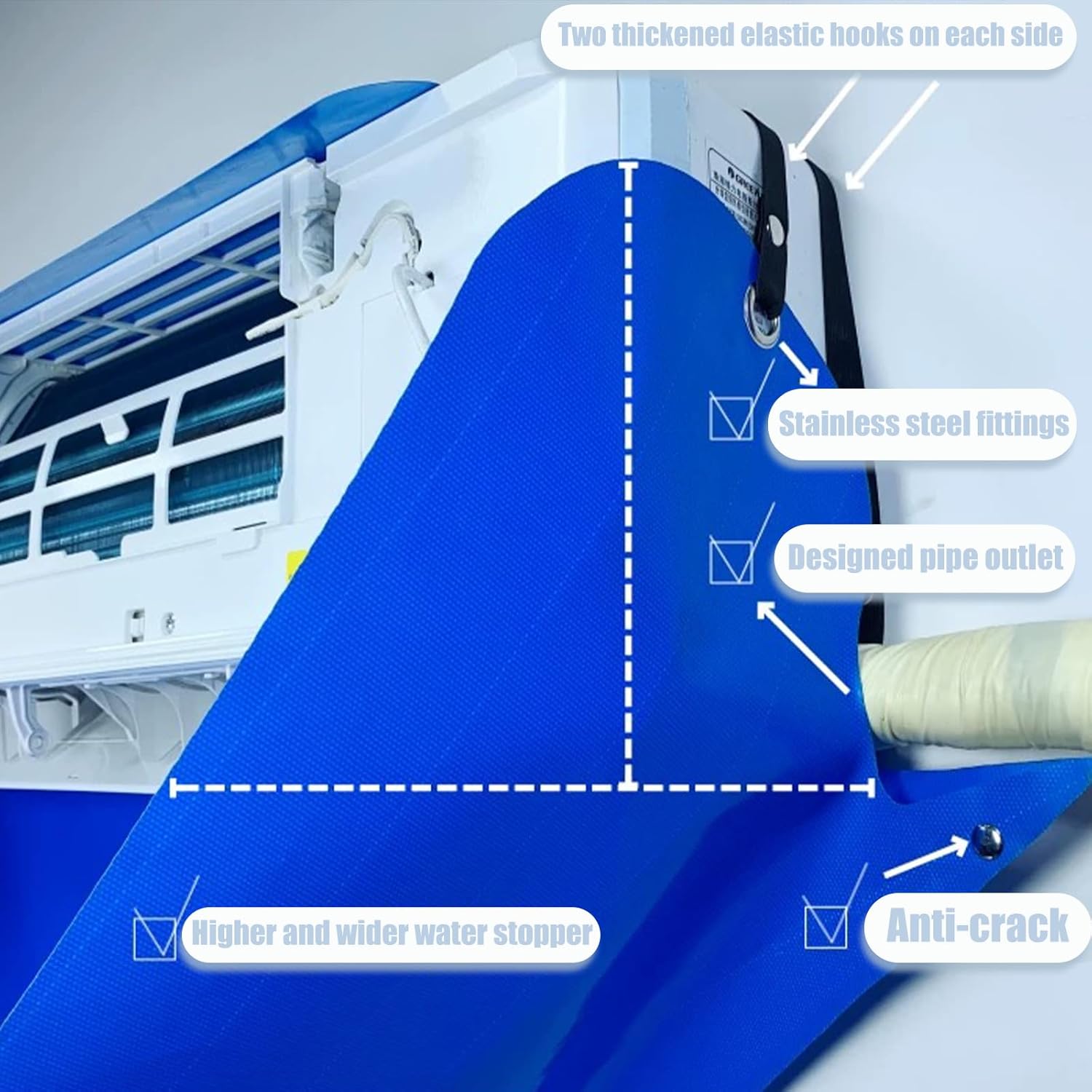 Mini Split Cleaning Kit with Waterproof AC Cover & Brush Tools, Wall-Mounted Air Duct Cleaning Kit for Household Air Conditioners, Cleaning Accessories (Set of 6, Small:27-37.4 inch in length)