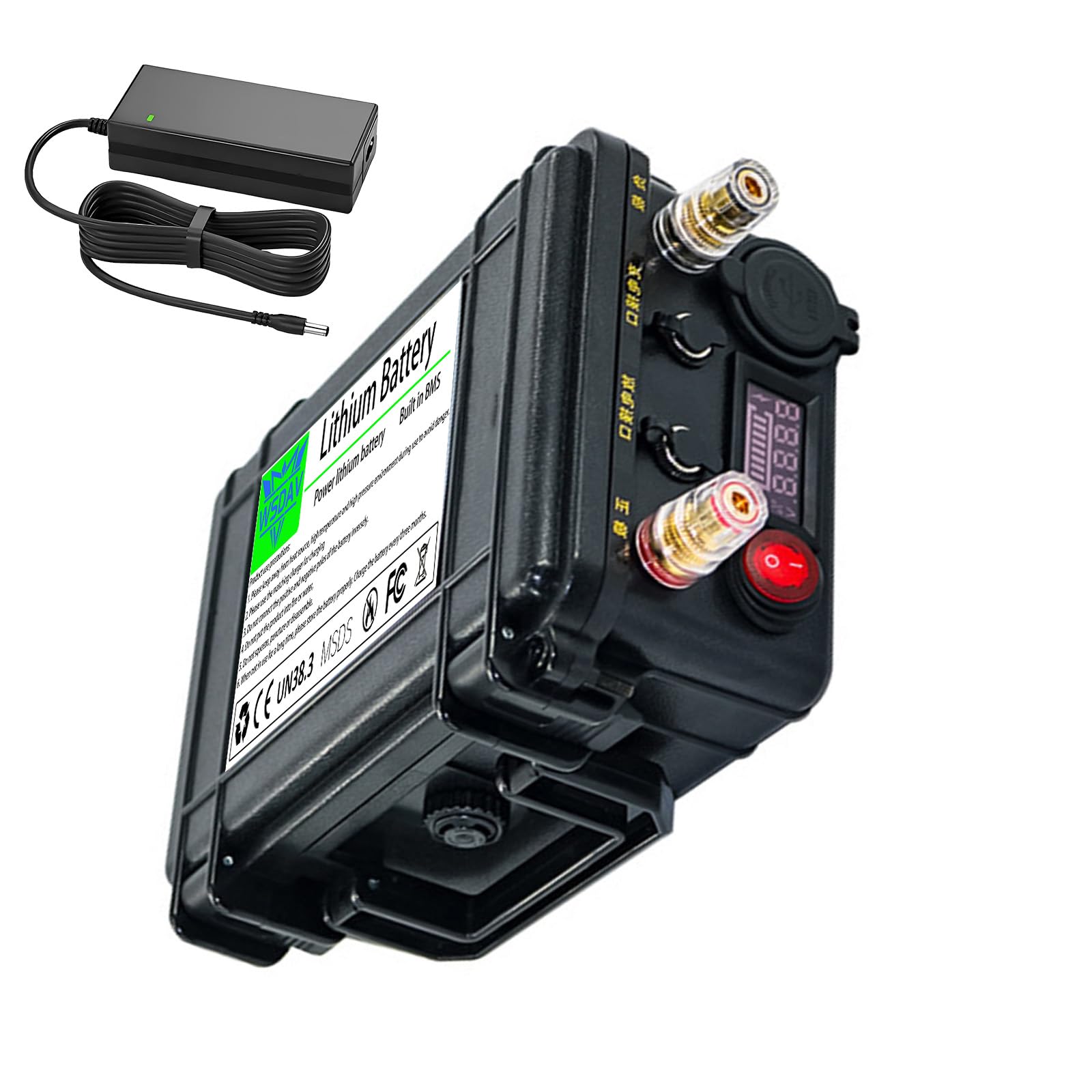 Akumulator litowy 12V 20AH 30AH Akumulator do przenośnego echosondy 12V do użytku na zewnątrz Wbudowana płyta BMS z ładowarką do echosondy/monitora itp.,12v 20ah