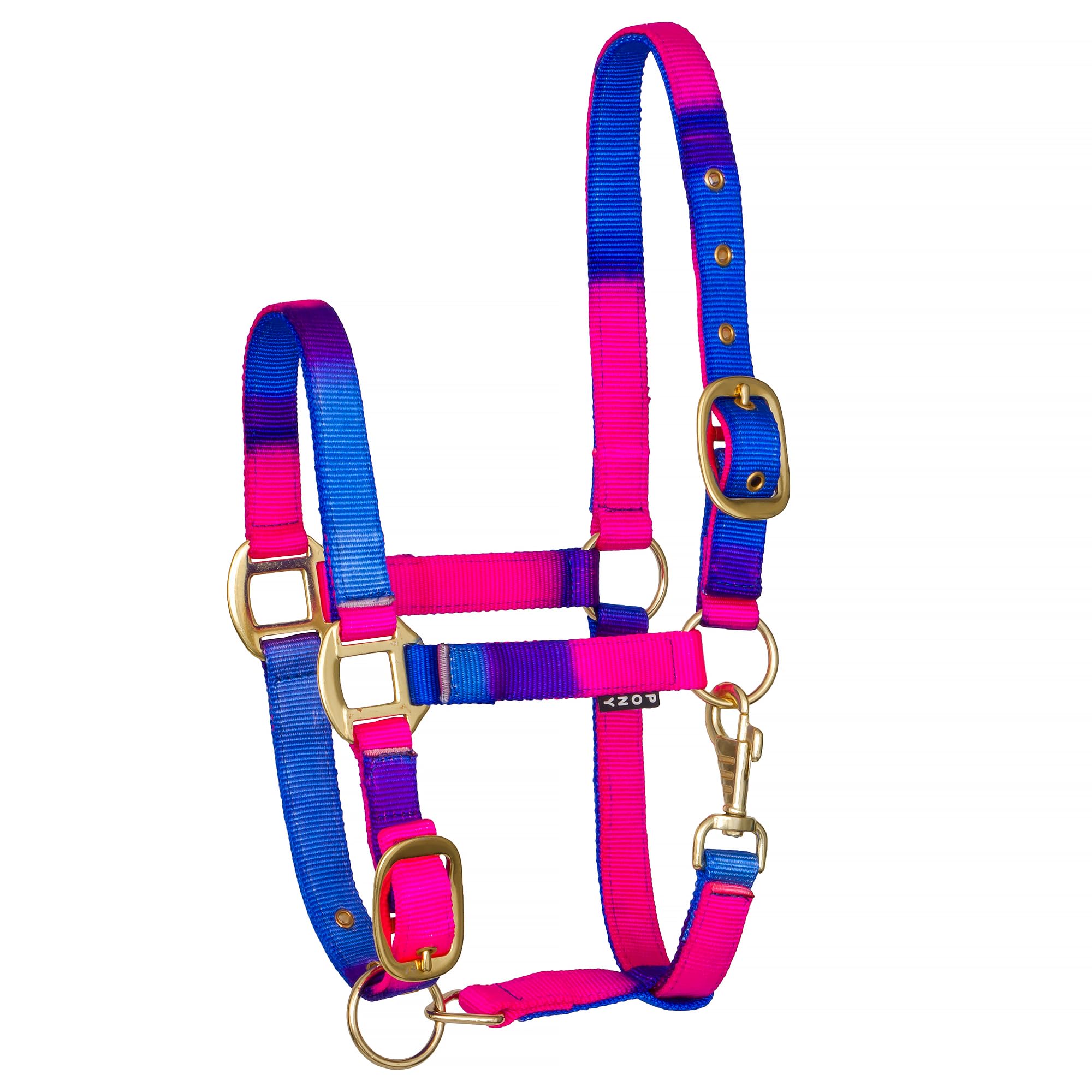 Start Halfter für Pferde – verstellbares Pferdehalfter mit Karabiner, strapazierfähig & komfortabel, Stallhalfter für Pony, Cob, Full (Warmblut) (Rosa/Violett/Blau, Cob (Vollblut))