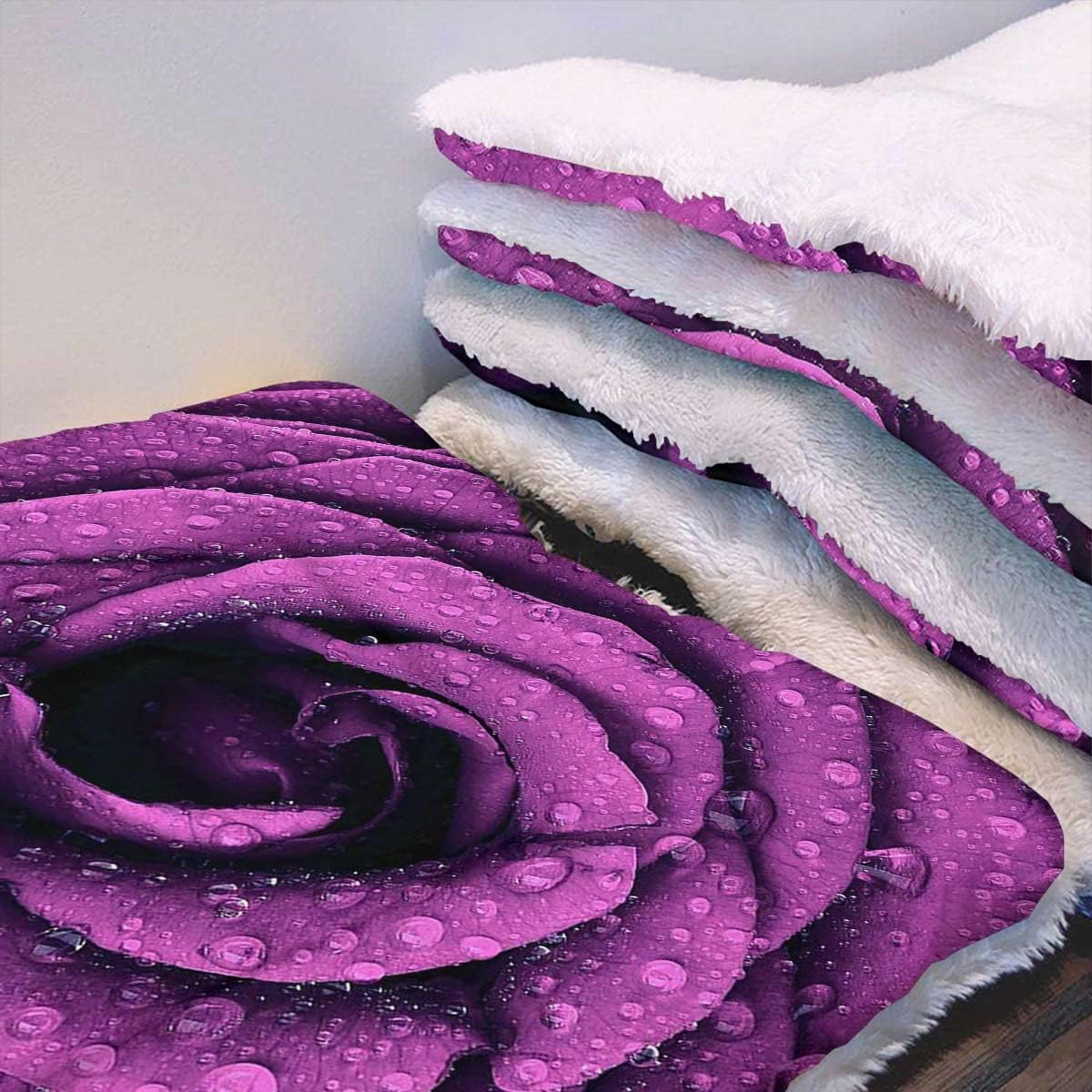review Purple Cat and Dog Self Heating Pad Romantic Love Symbol Blooms Design Self-Warming Cat Bed Super Soft Dog Bed Crate Bed Blanket Purple Decor Collection 25