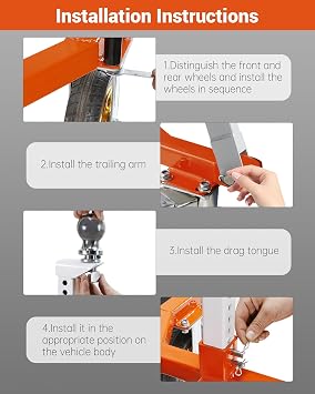 Trailer Dolly, 3500 lb Tongue with 2'' & 2-5/16'' Receiving Tongues | Heavy Steel Trailer Mover, Suitable for RV Boat Motorcycle Jet Ski