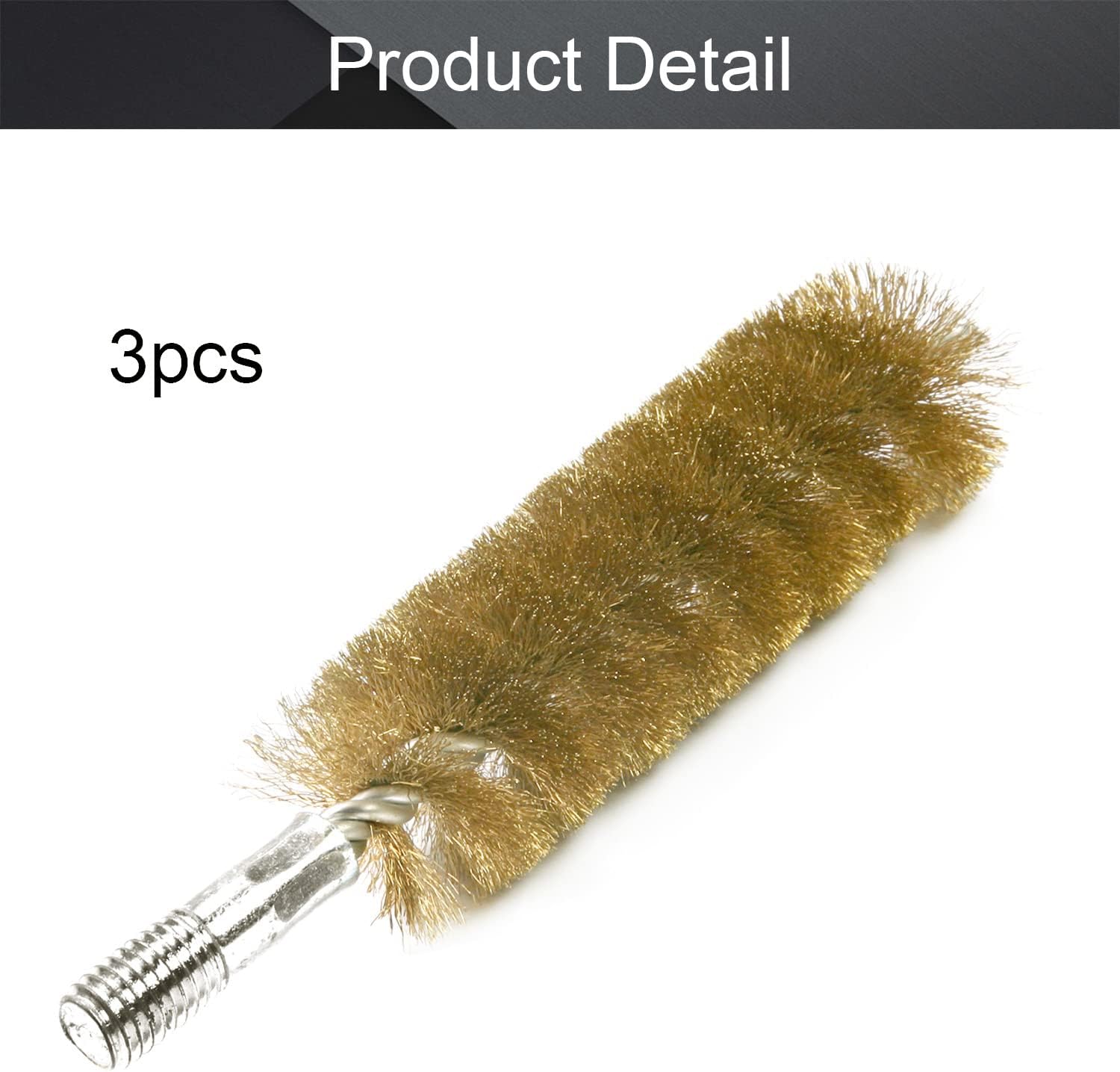 Utoolmart Copper Wire Tube Cleaning Brush, Round Chimney Cleaning Brush, M12 Threaded Interface Cleaning Brush, 35mm Diameter 160mm Length, 3pcs